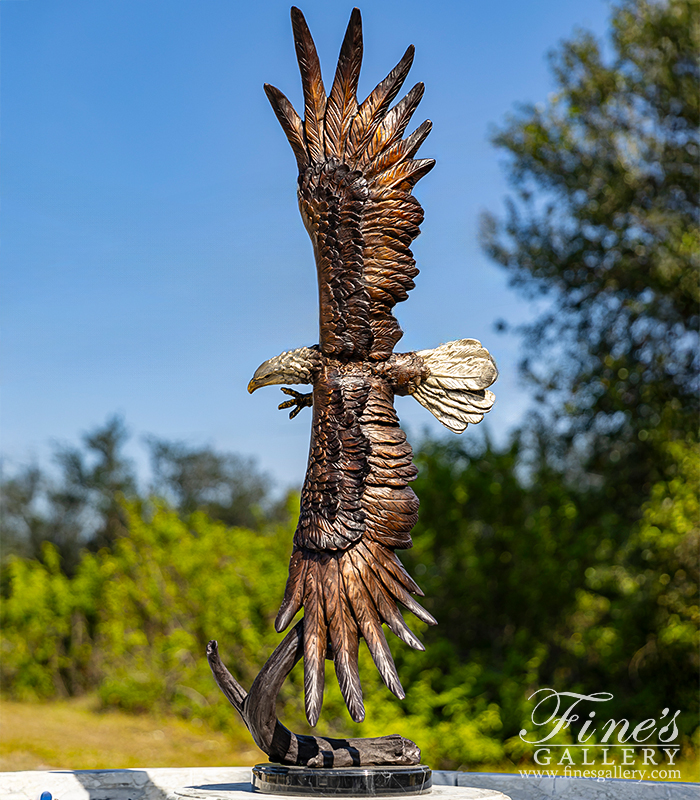 Bronze Statues  - Soaring Eagle Bronze Statue With Marble Plynth - BS-1699